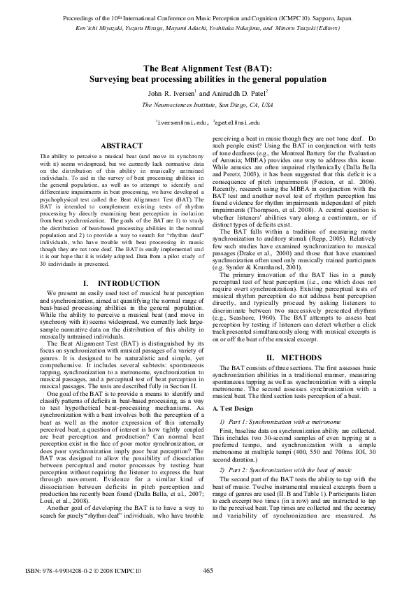 (PDF) The Beat Alignment Test (BAT)