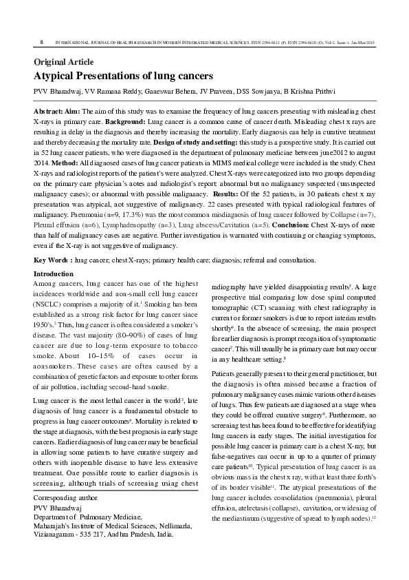 (PDF) Atypical Presentations of lung cancers