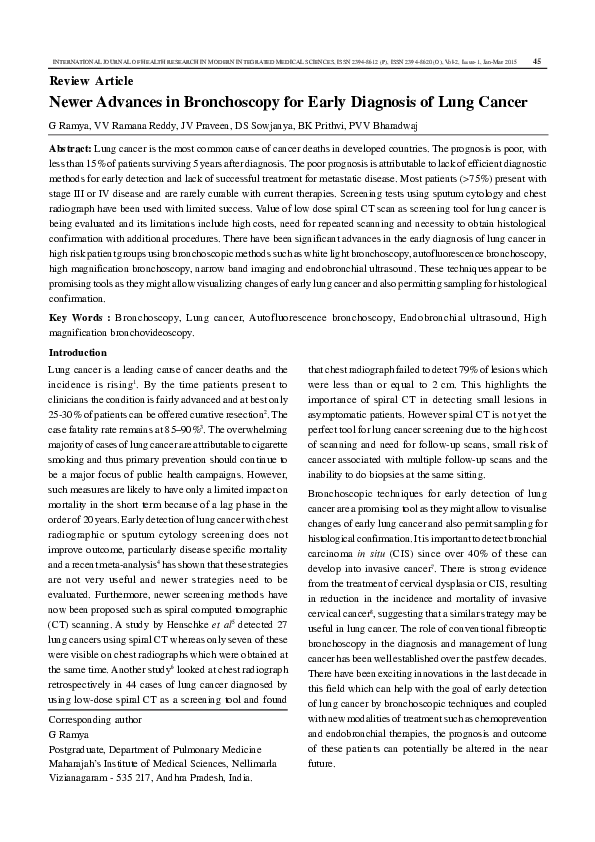 (PDF) Newer Advances in Bronchoscopy for Early Diagnosis of Lung Cancer
