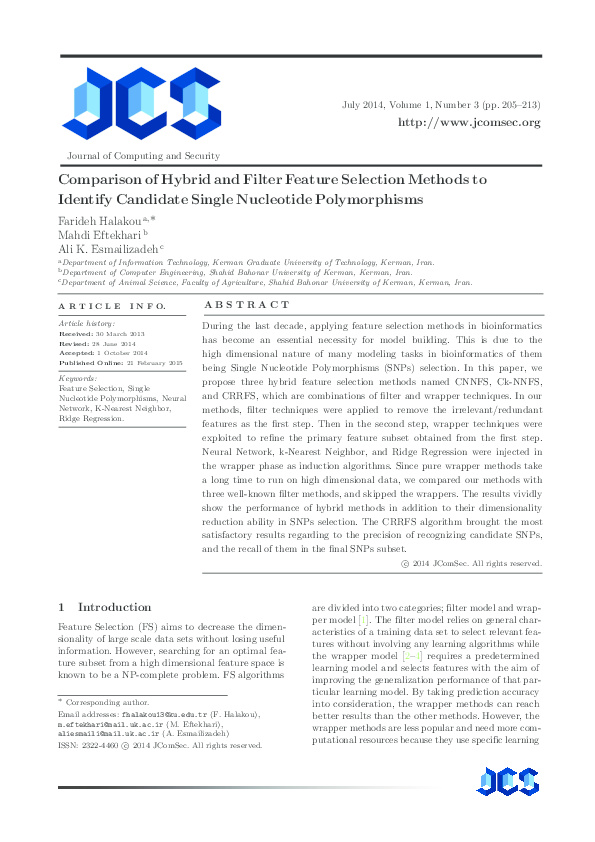 (PDF) Comparison of Hybrid and Filter Feature Selection Methods to ...
