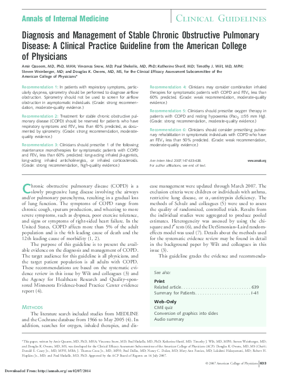 (PDF) Diagnosis and Management of Stable Chronic Obstructive Pulmonary ...