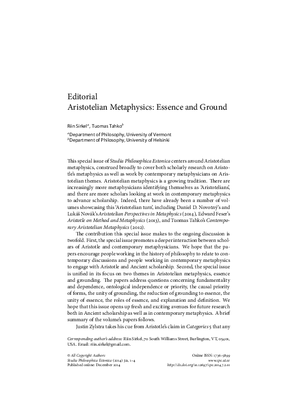 metaphysical essence