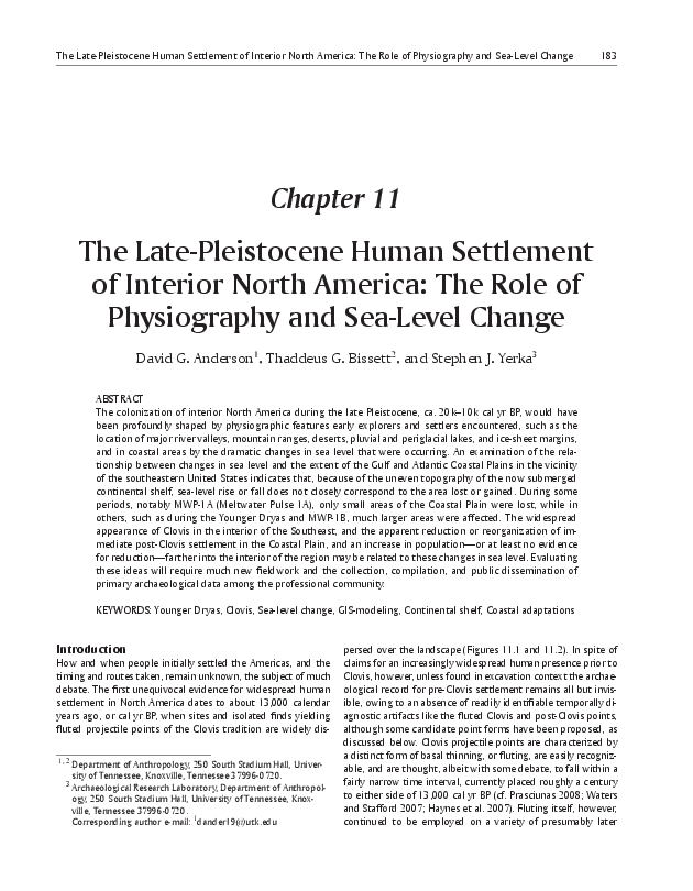 (PDF) The Late Pleistocene Human Settlement of Interior North America ...
