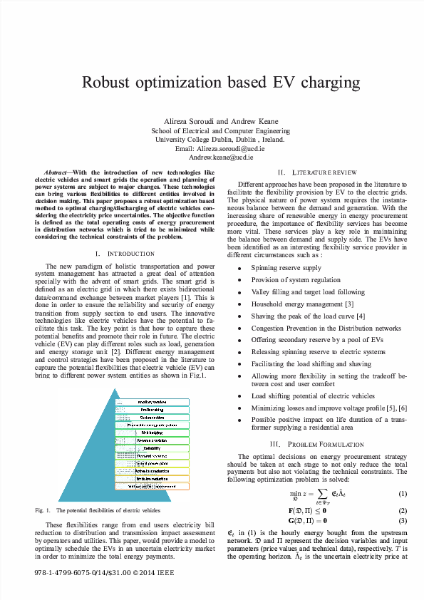 (PDF) Robust optimization based EV charging