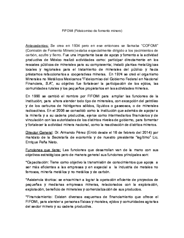 (DOC) FIFOMI (Fideicomiso de fomento minero