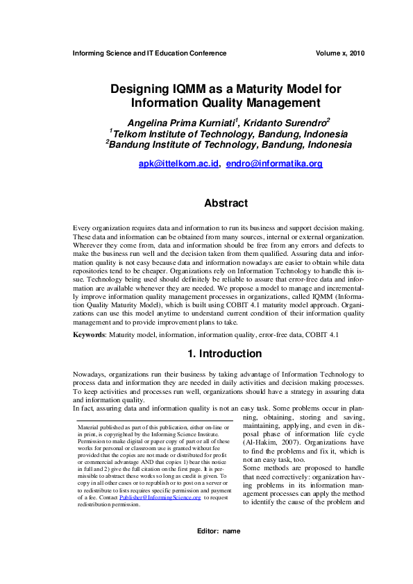 (PDF) Designing IQMM as a Maturity Model for Information Quality Management
