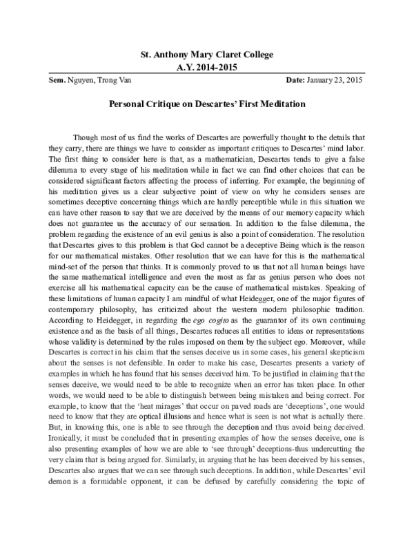 First meditation essay picture