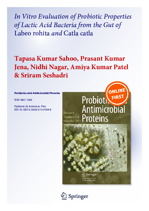 (PDF) In Vitro Evaluation of Probiotic Properties of Lactic Acid ...