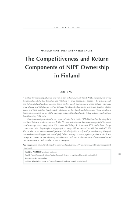 (PDF) The Competitiveness and Return Components of NIPF Ownership in ...