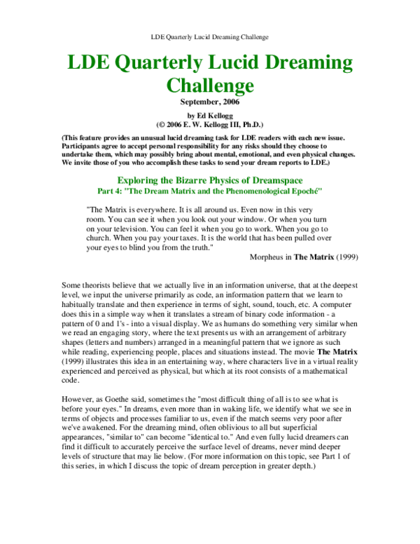 (PDF) Exploring the Bizarre Physics of Dreamspace Part 4: 