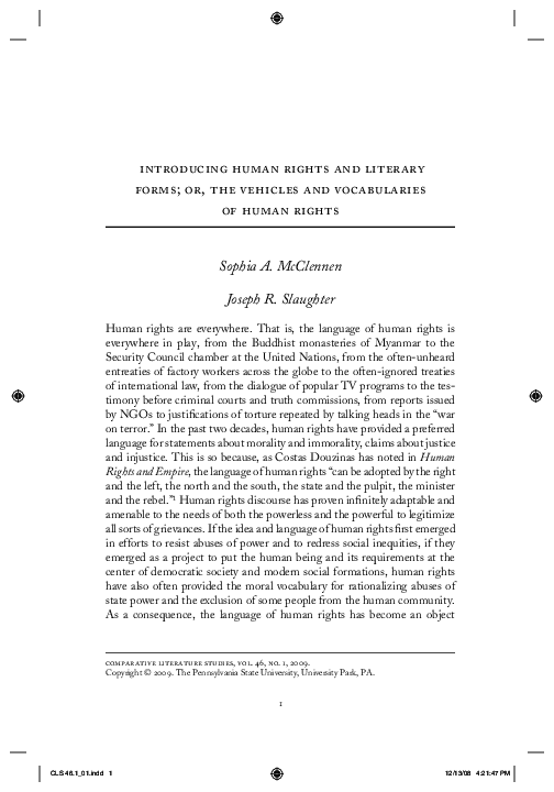 (PDF) Introducing human rights and literary forms; or, The vehicles and ...