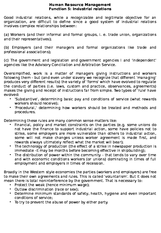 Ppt Hrm Industrial Relations