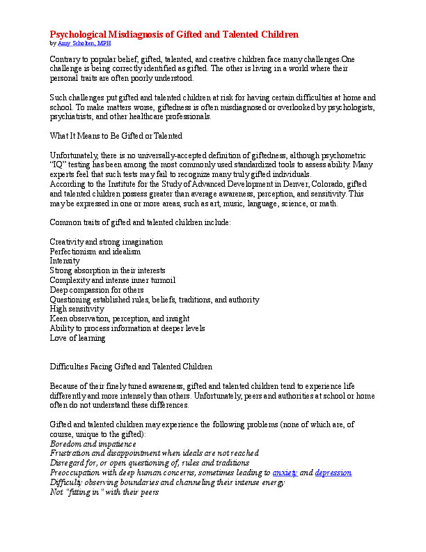 (DOC) Psychological Misdiagnosis of Gifted and Talented Children Wulandari Sri Academia.edu