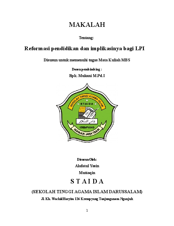 Reformasi Pendidikan Dan Implikasinya Pada Lembaga Pendidikan Islam Mas Yasin Academia Edu