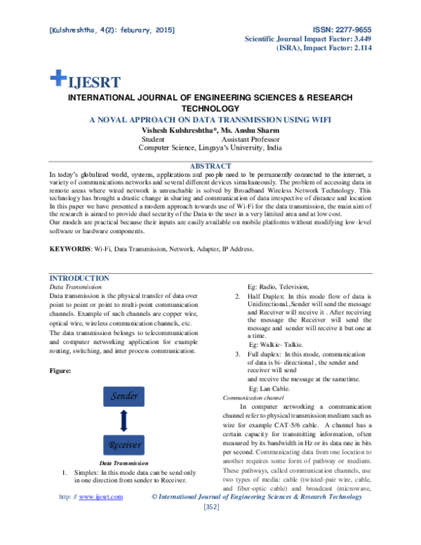 (PDF) A NOVAL APPROACH ON DATA TRANSMISSION USING WIFI