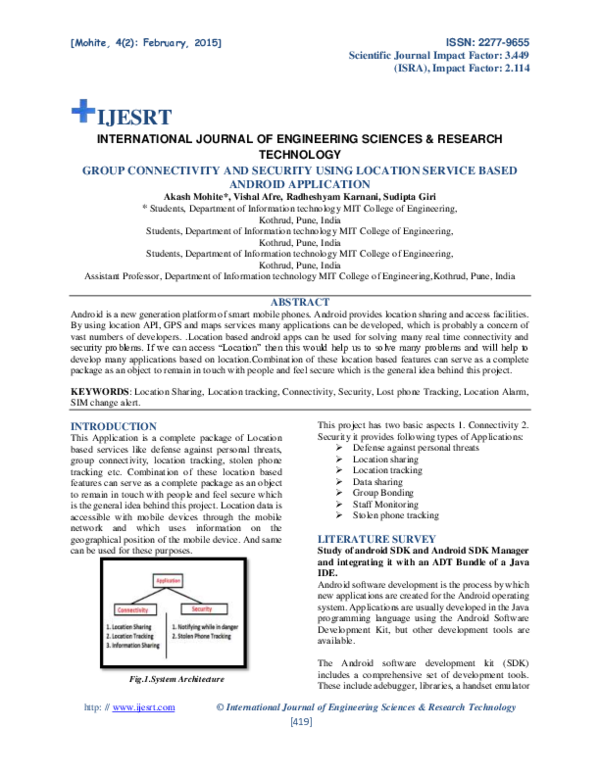 (PDF) GROUP CONNECTIVITY AND SECURITY USING LOCATION SERVICE BASED ...