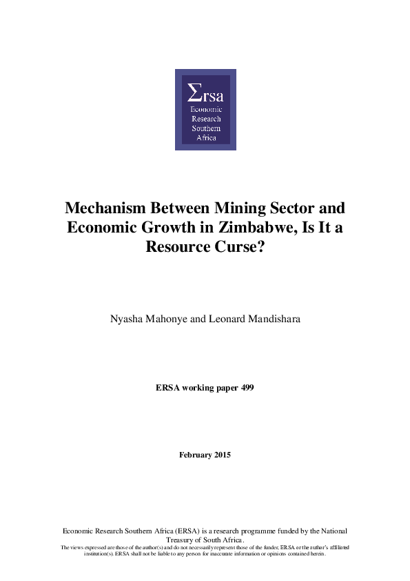 (PDF) Mechanism between Mining Sector and Economic Growth in Zimbabwe