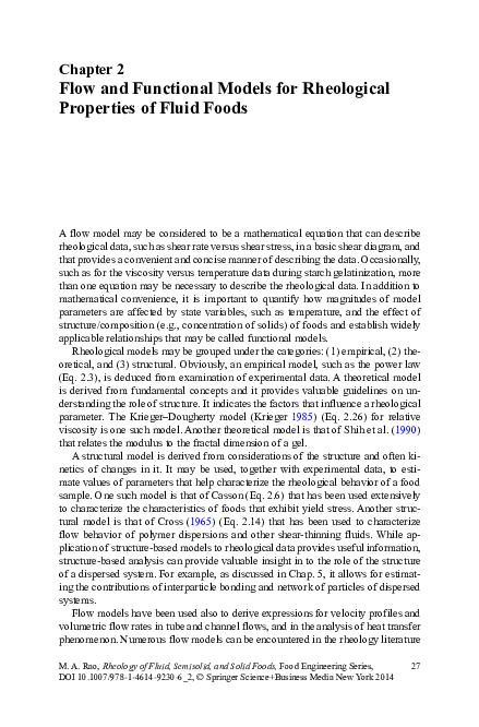 (PDF) Flow and Functional Models for Rheological Properties of Fluid ...