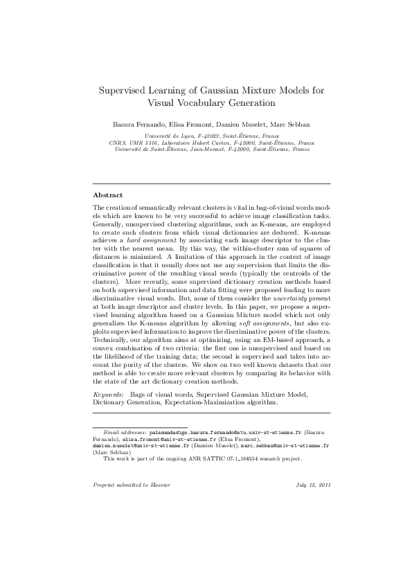 (PDF) Supervised Learning of Gaussian Mixture Models for Visual ...
