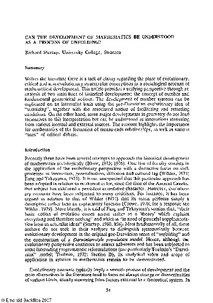 (PDF) Can the Development of Mathematics be Understood as an Unfolding ...