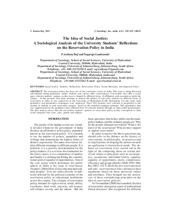 (PDF) The Idea of Social Justice: A Sociological Analysis of the ...