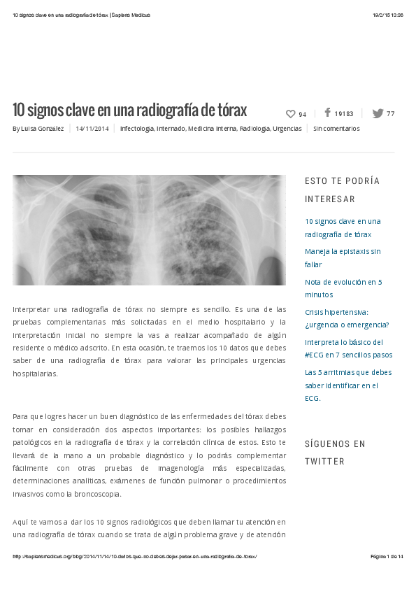 Interpretacion De Radiografia De Torax Epub Download