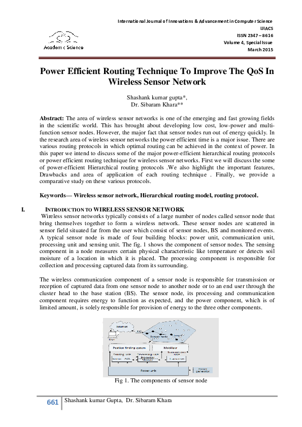 (PDF) Power Efficient Routing Technique To Improve The QoS In Wireless ...