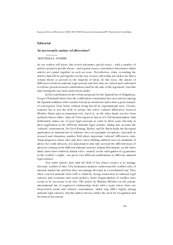(PDF) In necessariis unitas vel diversitas?