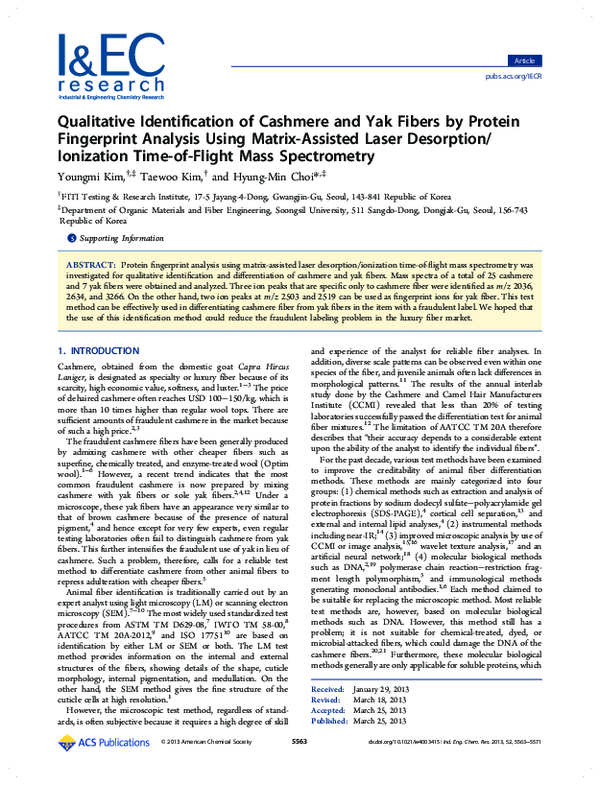 (PDF) Qualitative identification of Cashmere and Yak Fibers by Protein ...