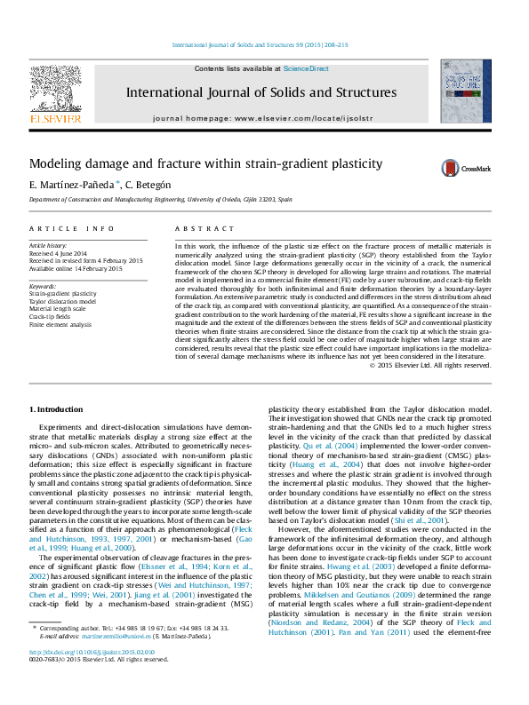 (PDF) Modeling damage and fracture within strain-gradient plasticity