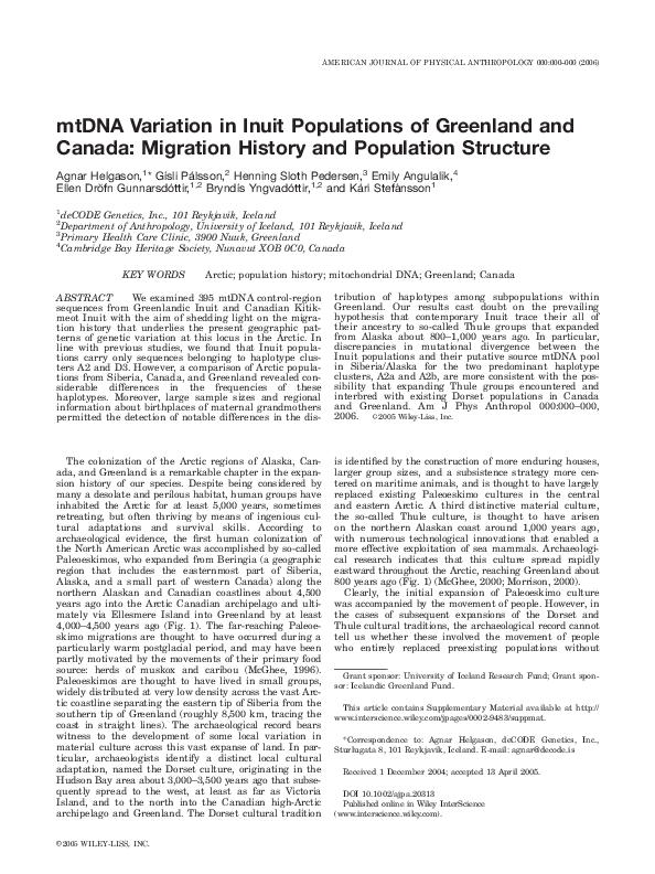 (PDF) INUITmtDNAvariation
