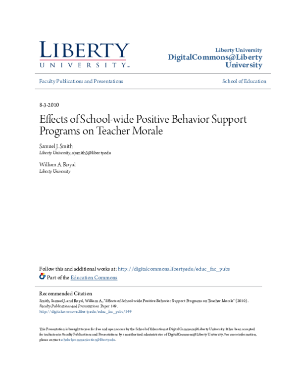 (PDF) Effects of School-wide Positive Behavior Support Programs on ...
