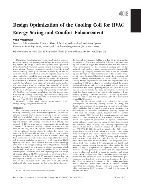 (PDF) Design optimisation of the cooling coil for HVAC energy saving ...