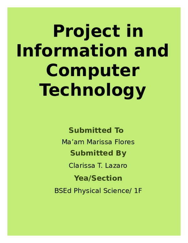 (DOC) Project in Information and Computer Technology Submitted To ...