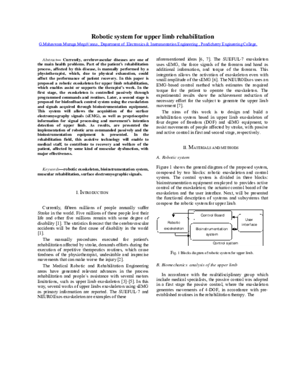 (PDF) Robotic system for upper limb rehabilitation