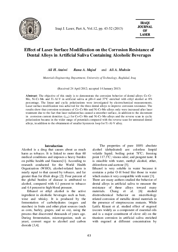 (PDF) Effect Laser Surface Modification on The Corrosion Resistance of ...