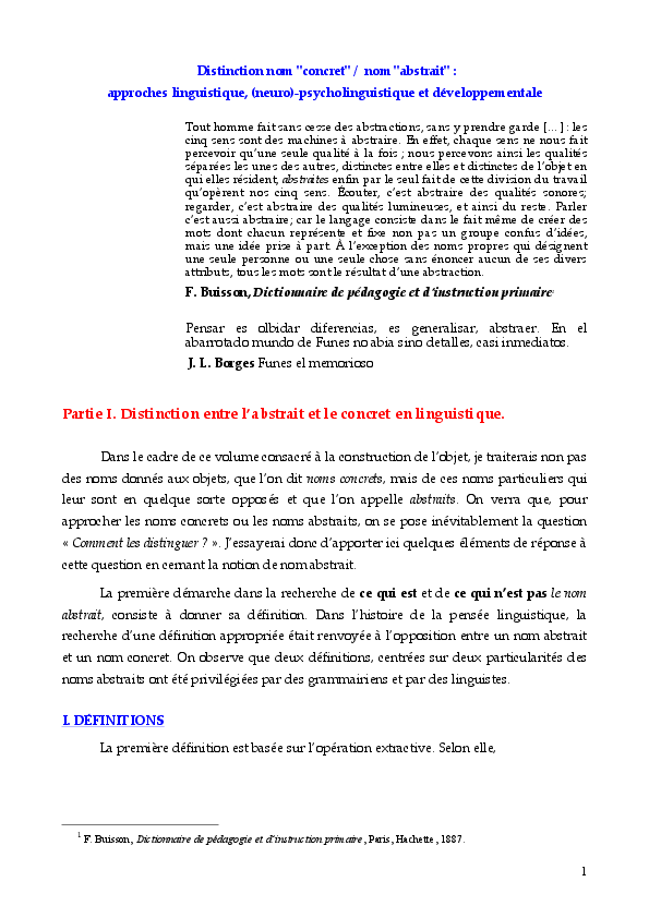 Pdf Sur La Distinction Nom Concret Nom Abstrait Approches Linguistique Neuro Psycholinguistique Et Developpementale In K Duvignau Et V Tartas Eds Construction D Objet Approche Interdisciplinaire Editions Manuscrit Universite