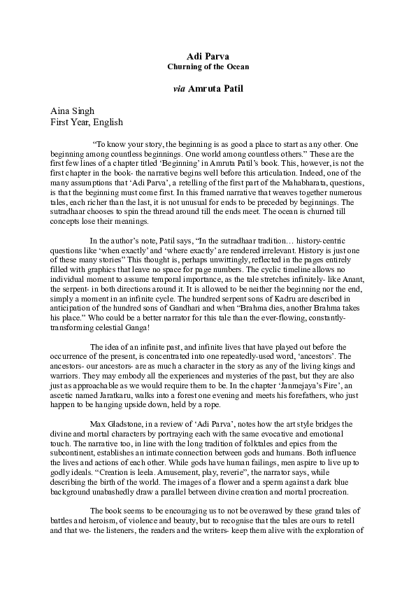 (DOC) Review of 'Adi Parva' via Amruta Patil Aina Singh Academia.edu