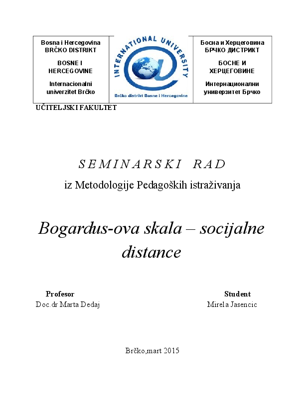 (DOC) Bogardus-ova skala – socijalne distance