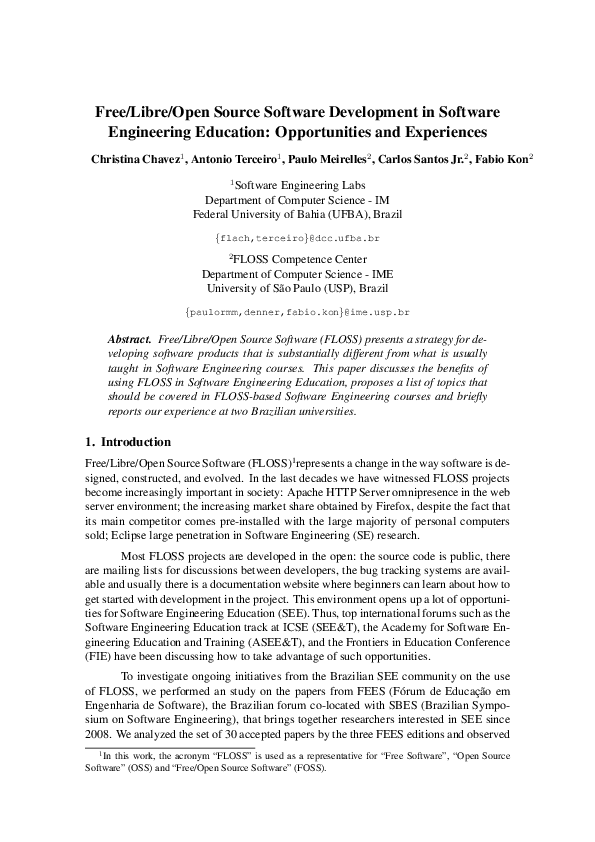 (PDF) Free/Libre/Open Source Software Development in Software