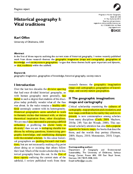 (PDF) Historical geography I Vital traditions Annie Garcia