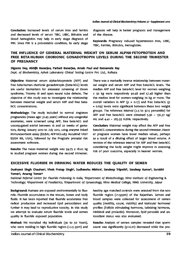 Pdf The Influence Of General Maternal Weight On Serum Alpha Fetoprotein And Free Beta Human Chorionic Gonadotropin Levels During The Second Trimester Of Pregnancy Dr Diganta Dey Academia Edu
