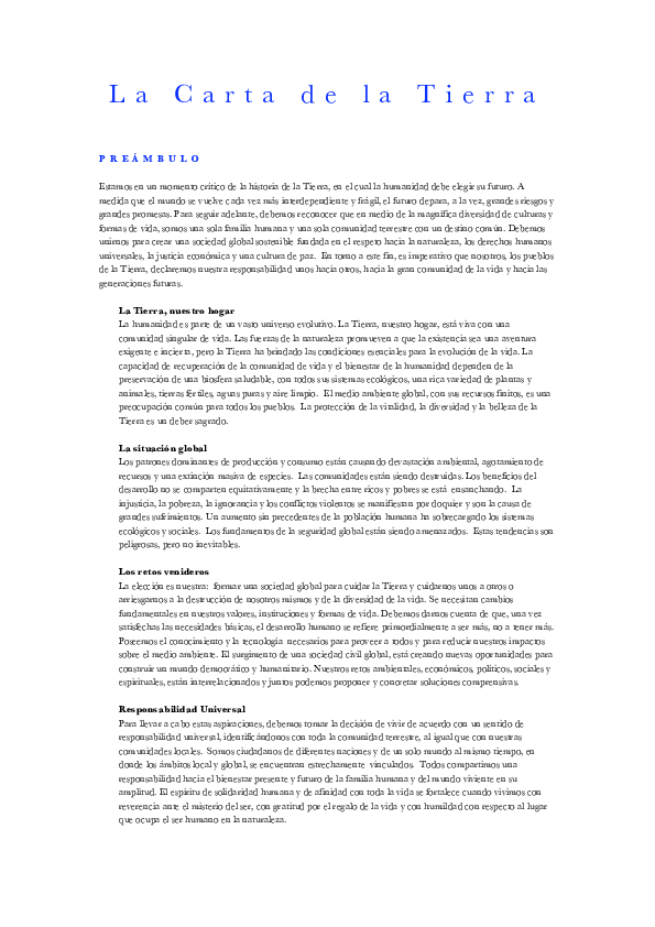 (PDF) carta a la tierra Daniel Sánchez Academia.edu