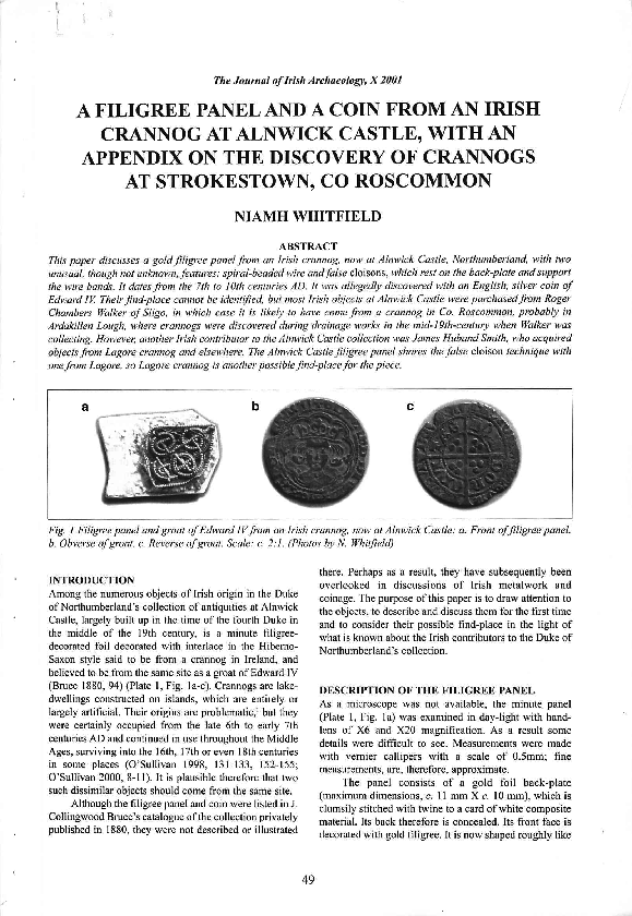(PDF) A Filigree Panel and a Coin From An Irish Crannog at Alnwick ...
