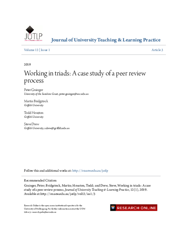 (PDF) Working in triads: A case study of a peer review process