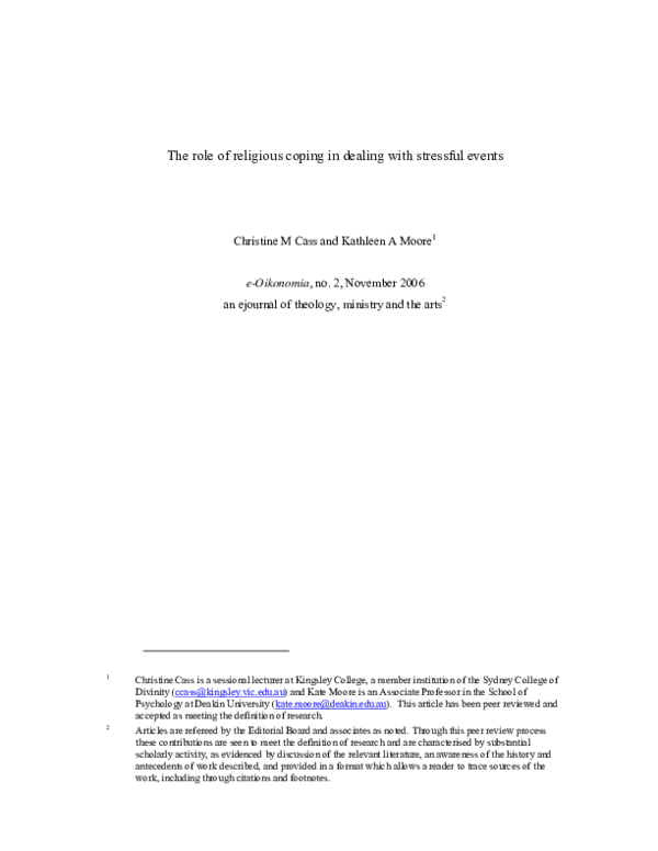 (PDF) The role of religious coping in dealing with stressful events