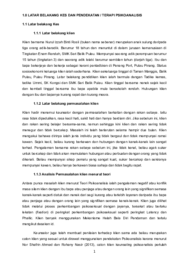 Doc Pendekatan Psikoanalisis Noor Jihan Academia Edu