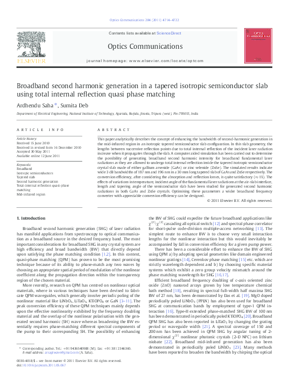 (PDF) Broadband second harmonic generation in a tapered isotropic ...