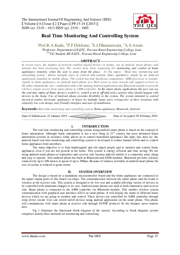 (PDF) Real Time Monitoring And Controlling System