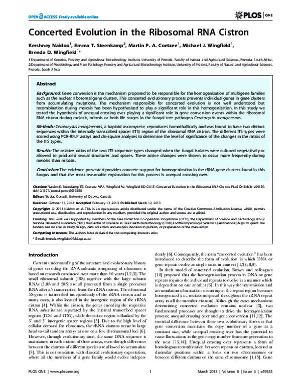 (PDF) Concerted Evolution in the Ribosomal RNA Cistron